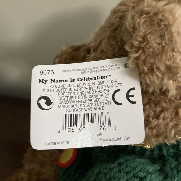 GUND 100 YEARS CELEBRATION Teddy Bear 9676 PLUSH 1998 NWT GREEN SWEATER - Picture 10 of 16